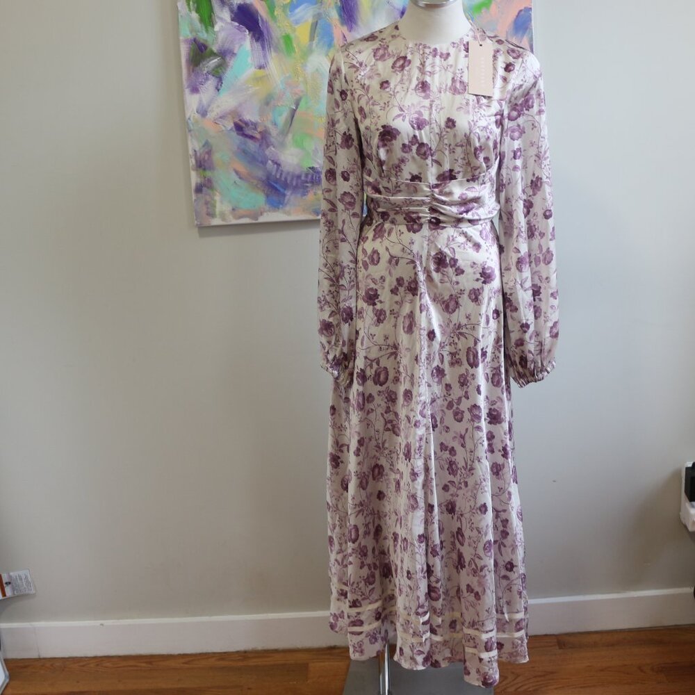 Keepsake the Label | Keepsake Long Sleeve Floral Midi Dress In Ivory/Lavendar